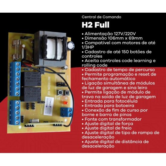 PLACA DE PORTAO CENTRAL COMANDO HITRON H2 RAMPA