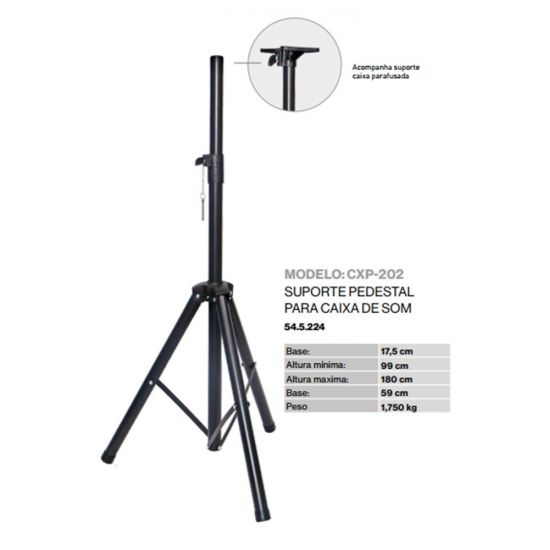 SUPORTE CAIXA DE SOM TRIPE PRETO MXT