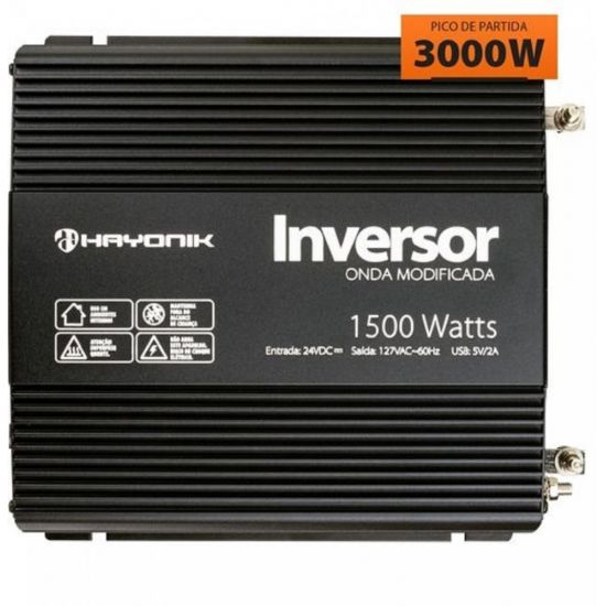 INVERSOR TENSAO 24V 110V 1500W USB 5V HAYONIK