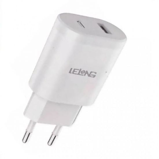 CARREGADOR CELULAR TURBO TIPO C E USB 5.1A LE-285 BRANCO