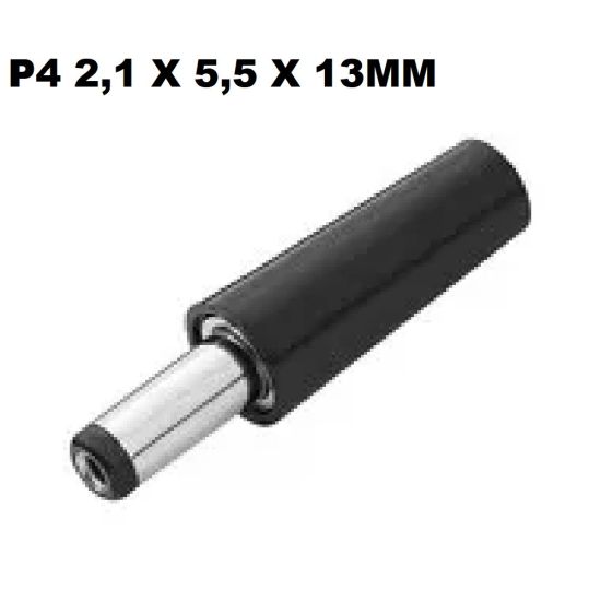 PLUG P4 2,1 X 5,5 X 13MM CORPO PLASTICO PVC RIGIDO ($$$25)