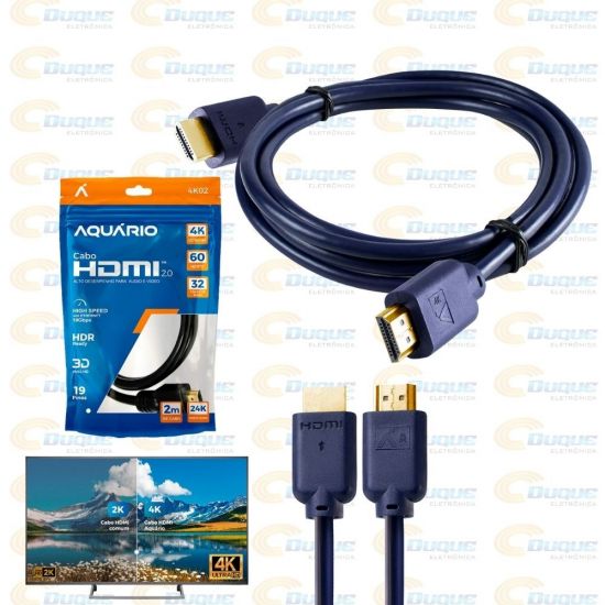 CABO HDMI  2 MTS 2.0 4K PONTA OURO 4K02 AQUARIO