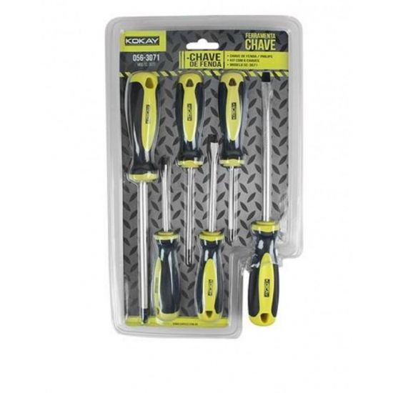 KIT CHAVE FENDA/PHILIPS JOGO C/6 PEÇAS KOKAY