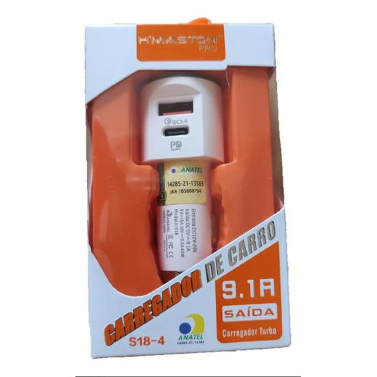 CARREGADOR CELULA VEICULAR DUPLO H MASTON S18-4 48W SAIDA USB / TIPO C ACENDEDOR CIDGARROS SUPER RAPIDO