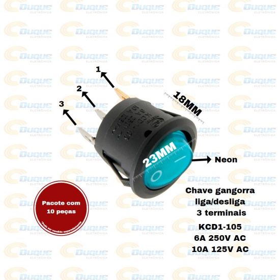 CHAVE GANGORRA REDONDA ON/OFF KCD1-106N AZUL