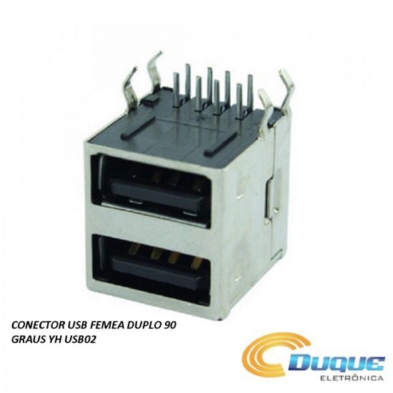 CONECTOR USB FEMEA DUPLO 90 GRAUS YH USB02