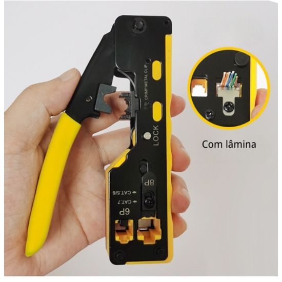 ALICATE CRIMPAR RJ11 RJ45 VAZADO CAT7 CAT6 CAT5E BOMVINK BOM-1707 ($$$005)
