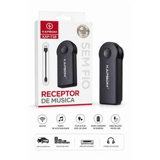ADAPTADOR BLUETOOTH P2 STEREO AUTOMOTIVO USB KAP-T38