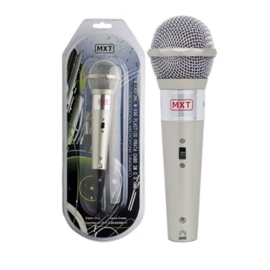 MICROFONE PRATA COM FIO 3 MT M-996 MXT