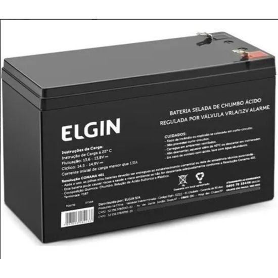 BATERIA SELADA 12V  7A ELGIN VRLA-AGM SEGURANÇA especial para alarme