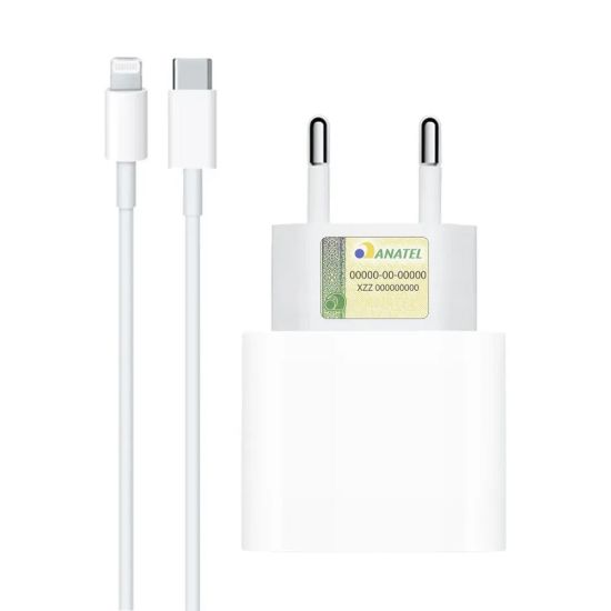 KIT IPHONE CARREGADOR TURBO 20W E CABO TIPO C 1MT