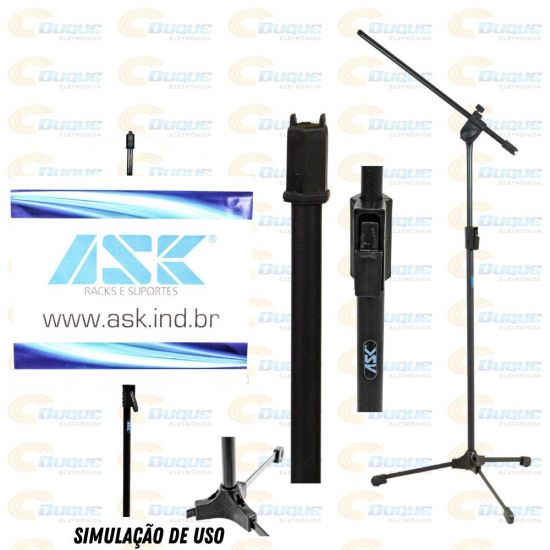 SUPORTE PEDESTAL MICROFONE PRETO TPS ASK