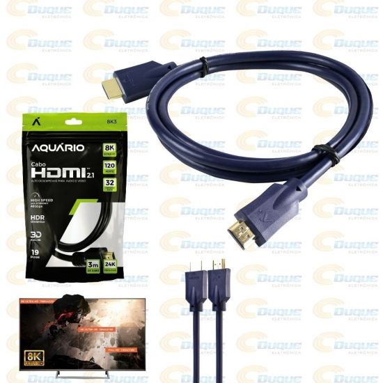 CABO HDMI  3 MTS 2.1 8K PONTA OURO AQUARIO