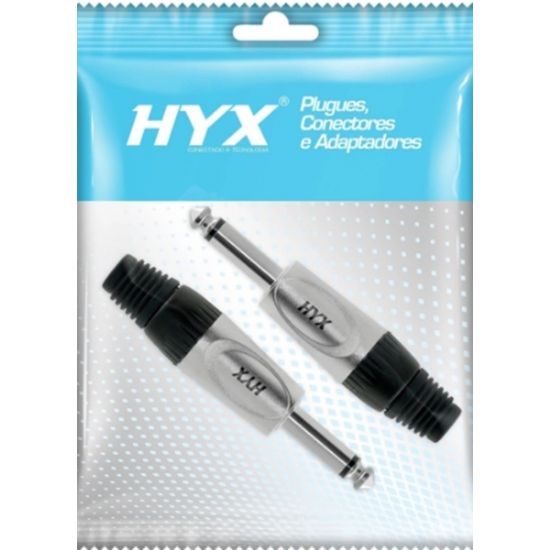 PLUGAO P10 MONO METAL HYX PLUG P10 PROFISSIONAL HJ024M EMBALAGEM COM DUAS PEÇAS