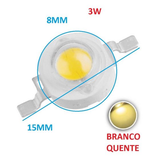 LED 3W BRANCO QUENTE