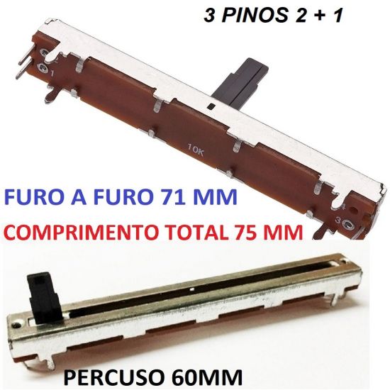 POTENCIOMETRO DESLIZANTE 10KA CURSO 60MM