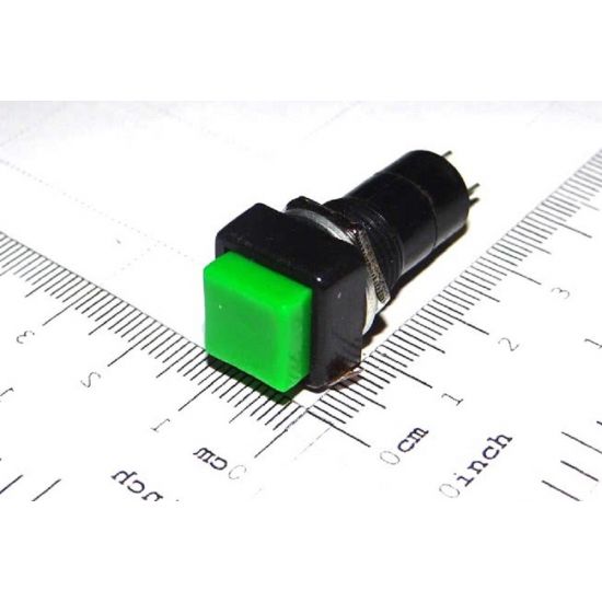 CHAVE PUSH BUTTON QUADRADA S/TRAVA PBS-12B VERDE