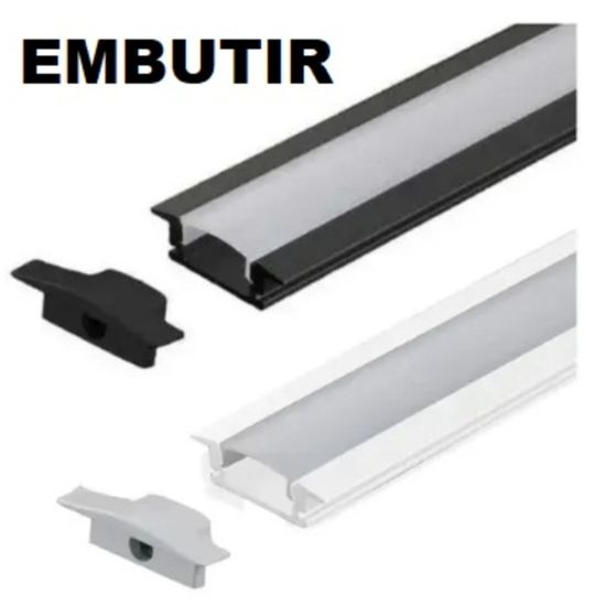 PERFIL PARA FITA LED 2M BRANCA EMBUTIR