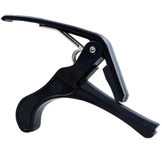 CAPOTRASTE DE ALUMINIO PARA VIOLAO E GUITARRA 138X79 mm NA COR PRETA
