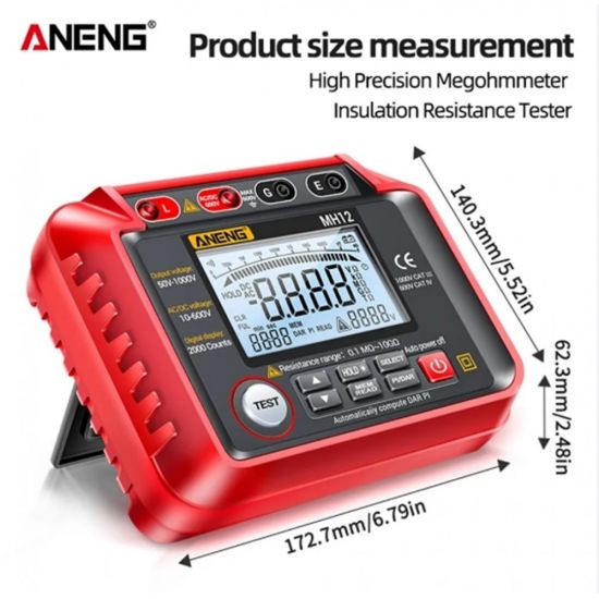 TERROMETRO DIGITAL ANENG MH12 1000V KAT III E 600V