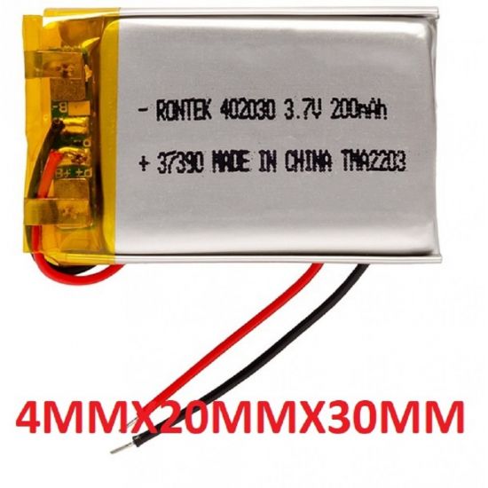 BATERIA 3.7V 200MAH 4X20X30MM RECARREGAVEL LI-POLIMERO