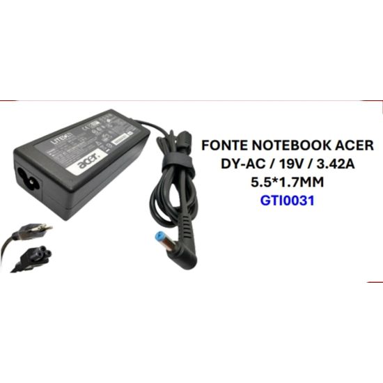 FONTE NOTEBOOK ACER 19V X 3,42 5,5 X 1,7 GTI