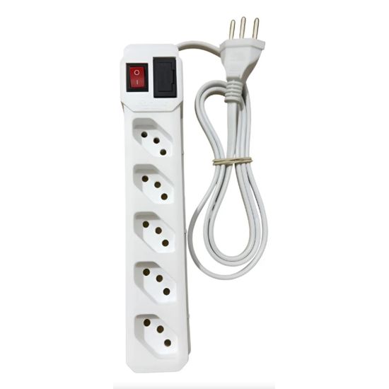 FILTRO DE LINHA 5 TOMADAS BRANCO FORLUX CABO TRIPOLAR 1,20 MTS PP 0,50 MM  10A 250V