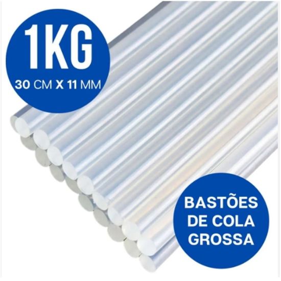 COLA QUENTE BASTAO SILICONE 11MM KILO APROXIMADAMENTE 35 BASTOES DE COLA