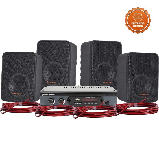 KIT SOM AMBIENTE AMBIENCE 4000 OD V2 PRETO HAYONIK