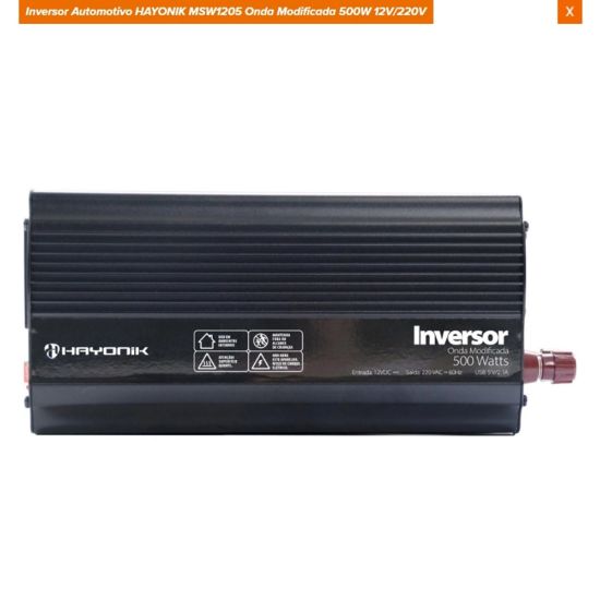 INVERSOR TENSAO 12V 220V 500W USB 5V HAYONIK inversor automotivo msw1205