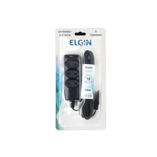 EXTENSAO ELETRICA 10 METROS ELGIN 3 TOMADAS
