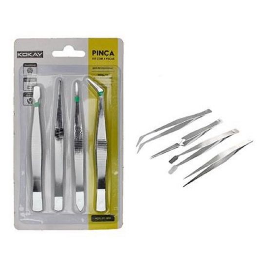 PINCA ACO INOX KIT COM 4 PEÇAS
