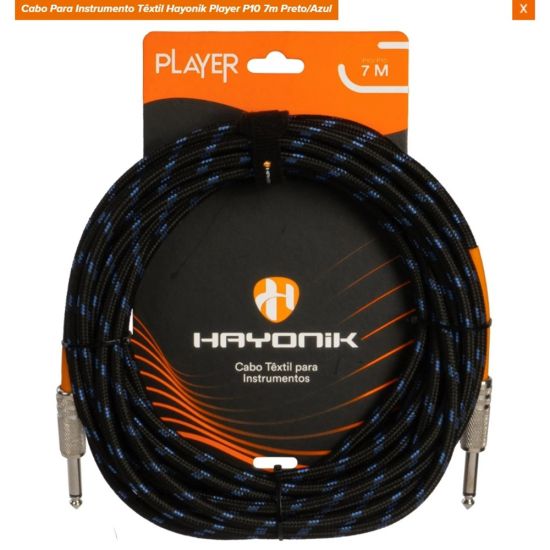 CABO GUITARRA P10 X P10 TEXTIL 7 METROS AZUL HAYONIK CABO PARA INSTRUMENTOS MUSICAIS VIOLAO GUITARRA ETC