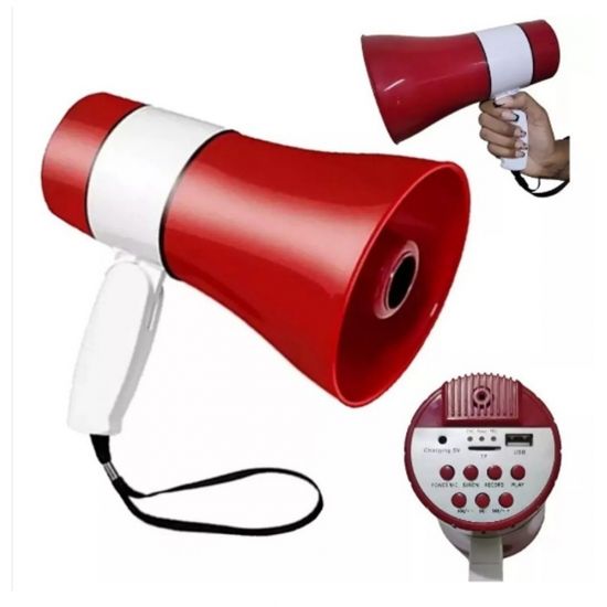 MEGAFONE PORTATIL COM SIRENE MUSICAL