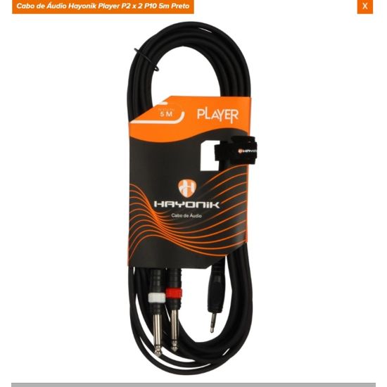 CABO 1P2 STEREO X 2P10 MONO 5 METROS PRETO HAYONIK