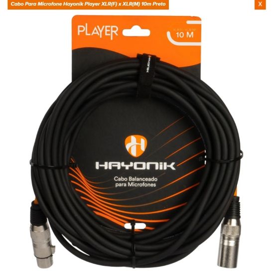 CABO MICROFONE  XLR MACHO  XLR FEMEA 10 METROS BALANCEADO CANNON (M) X CANNON (F ) HAYONIK  CANON