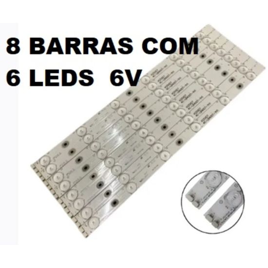 KIT 8 BARRAS LED PHILCO PH39F33DSG VERSAO CADA LED 6V