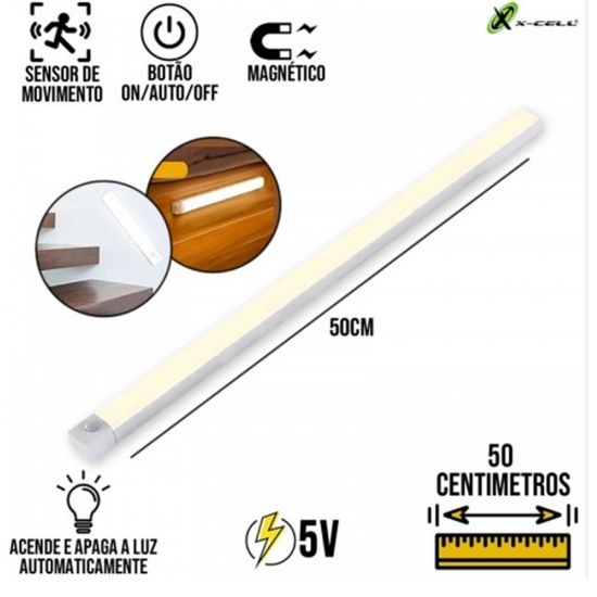 LAMPADA LED 50CM INTELIGENTE COM SENSOR FLEX