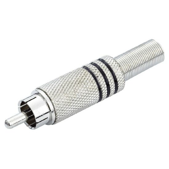 PLUG RCA MACHO METALICO NIQUEL 6MM PT