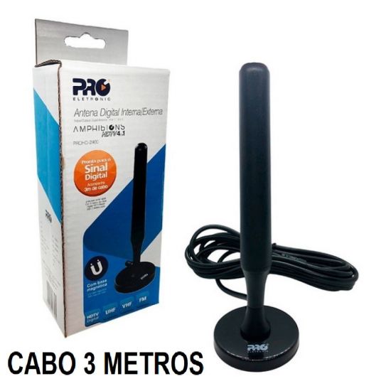 ANTENA INTERNA PROHD-2400 PROELETRONIC ANTENA DIGITAL BASE MAGNETICA CABO 3 METROS  ($$$10)
