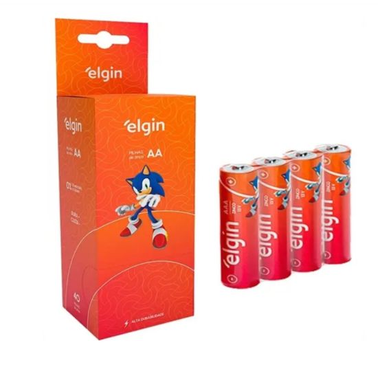 PILHA AA DE ZINCO CARBONO ELGIN TUBO C/40 PILHAS tubo com 10 blister com 4 pilhas