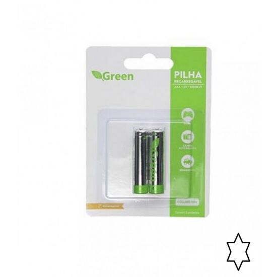 PILHA RECARREGAVEL AAA 1000MAH GREEN CARTELA C/2