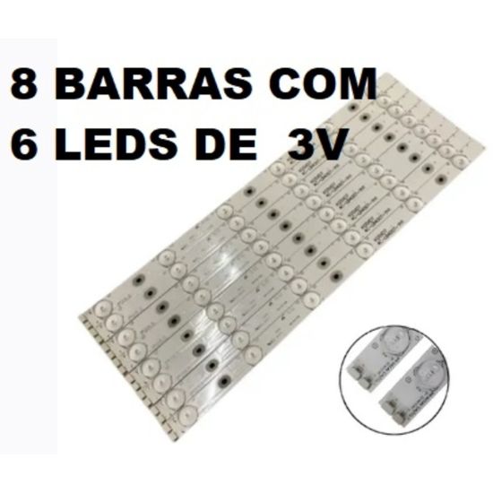 KIT 8 BARRAS LED PHILCO PH39F33DSG VERSAO CADA LED 3V