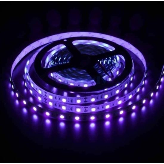 FITA LED 5050 5 METROS IP65 60 LED POR METRO ROXO FITA SILICONADA ADESIVA 3M