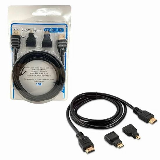CABO HDMI 4 EM 1 COM ADAPTADOR 1,5M ITBLUE