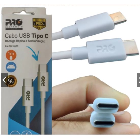 CABO CELULAR TIPO C PROELETRONIC CAUSB-100CC USB TIPO C X USB TIPO C