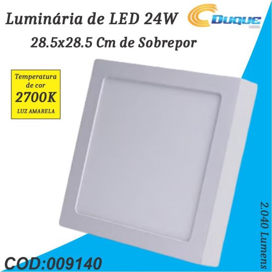 LUMINARIA DE LED QUADRADO 28.5x28.5 24W SOB 2700K