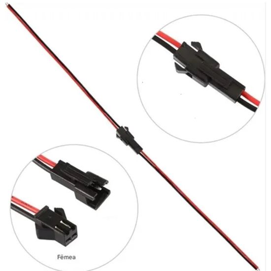 CONECTOR JST 2 VIAS MACHO / FEMEA COM TRAVA AEROMODELISMO CHICOTE 2 VIAS ROBOTICA