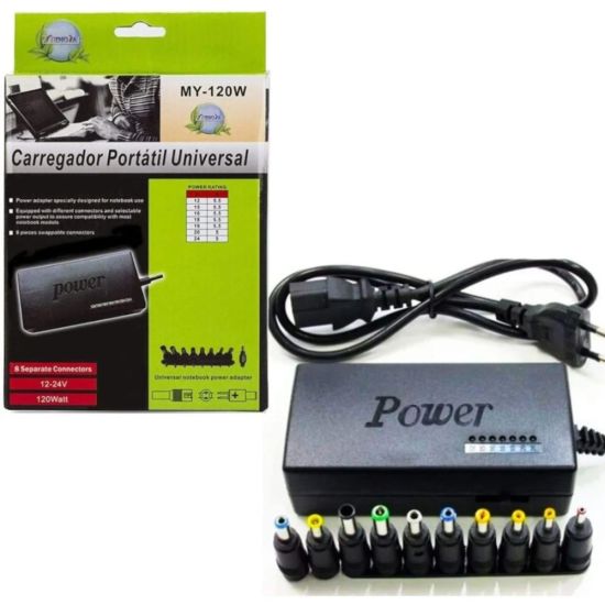 FONTE NOTEBOOK UNIVERSAL 110/220/12V 120W  8 PLUGS FONTE CARREGADOR UNIVERSAL  12 VOLTS A 24 VOLTS ($$$005)