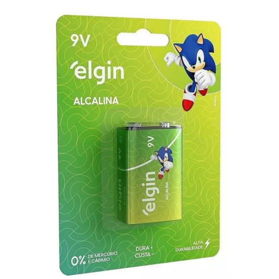 BATERIA 9V ALCALINA ELGIN preço unitario embalagem padrão caixa com 10 peças
